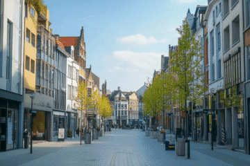 Un quartier commercial moderne en Belgique